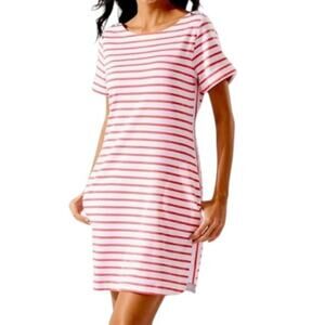 Tommy Bahama Size M Cotton Blend Jovanna Stripe Short Sleeve Dress Beach Casual